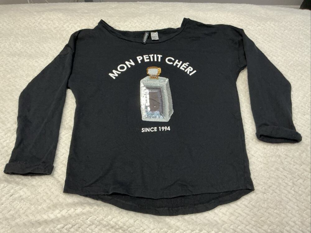 DIVIDED H&M Women’s Mon Petit Cheri Bottle Black Sweater Size S 4289
